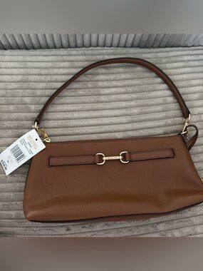 Michael Kors Chestnut Brown Pebbled Leather Shoulder Bag with Gold Hardware